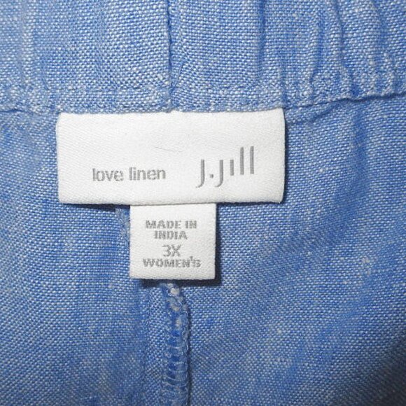 J. Jill Love Linen Pull On Pants Size 3X Pockets Wide Leg High Rise Crop Coastal - Picture 6 of 10